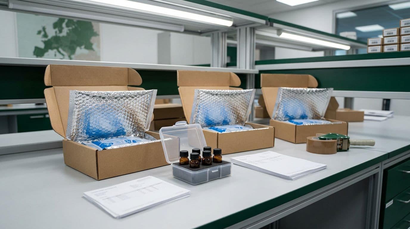 German fulfilment bench prepared for research shipments
